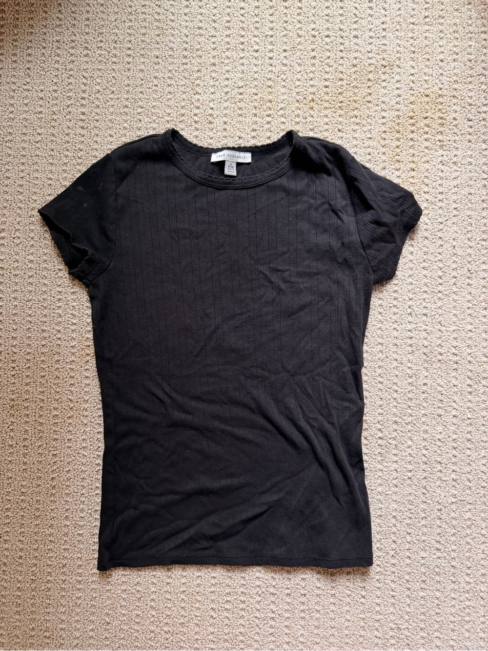 Black Pointelle Short-Sleeve Tee